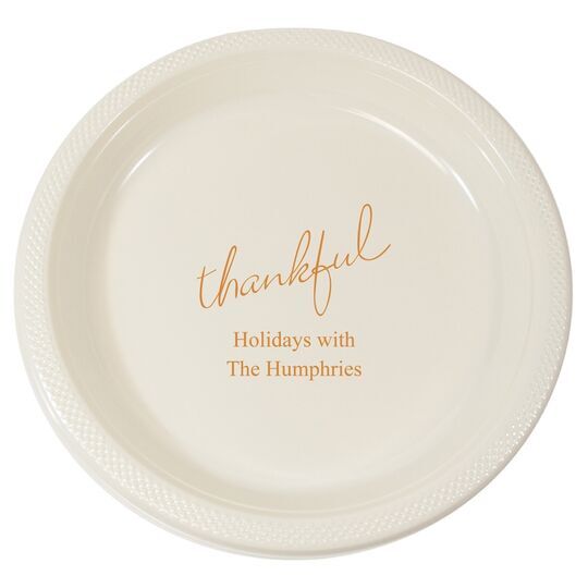 Expressive Script Thankful Plastic Plates